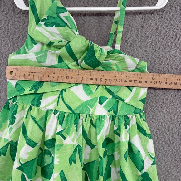 Janie and Jack Green Tropical Leaf Print One Shoulder Dress Girls Size 6 Summer - Picture 4 of 11